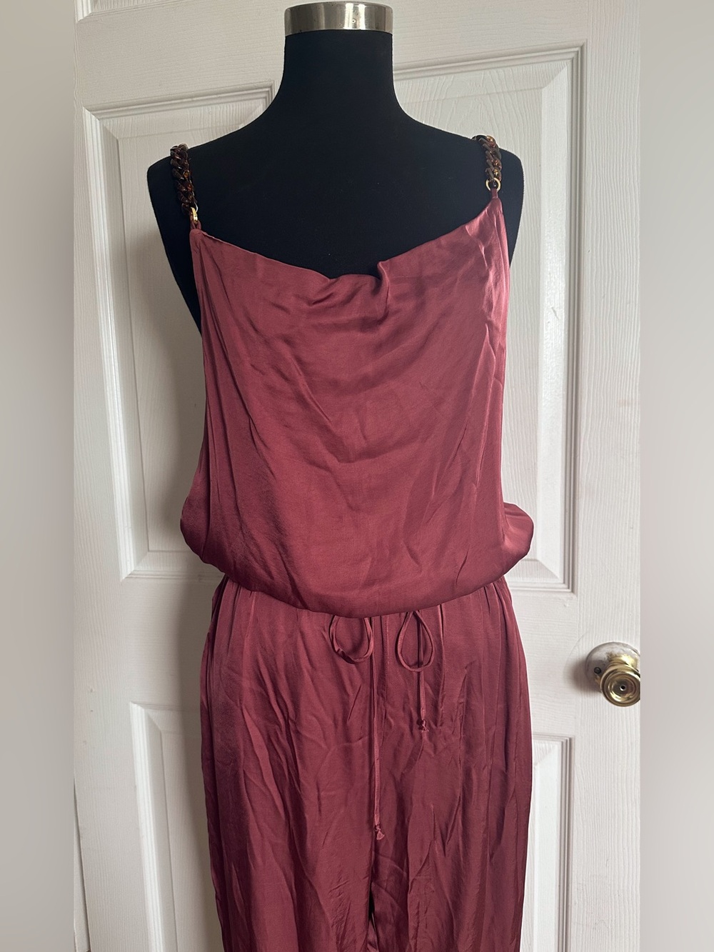 Young Fabulous & Broke YFB Rust Jumpsuit with faux tortoise chain straps Small